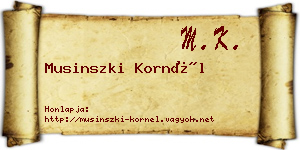 Musinszki Kornél névjegykártya
